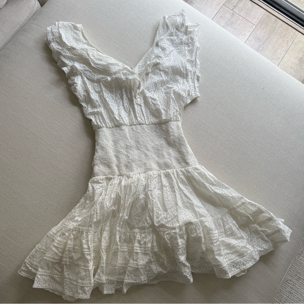 Poupette St. Barth White Ruffled Tiered Mini Dress